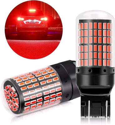 Picture of T20 LED Double Red Tail Lamp Brake Lamp Red 7443 W21/5W 12V Compatible with 12V Valve, Brake Ball, Stop Lamp, Warning Light Prevention, Canceller, Built-In Resistance, Non-Polarity, High