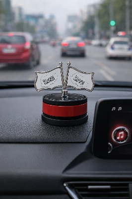 Picture of New Solar Powered Islamic Kalima Twin Flag Car Dashboard Ornament
