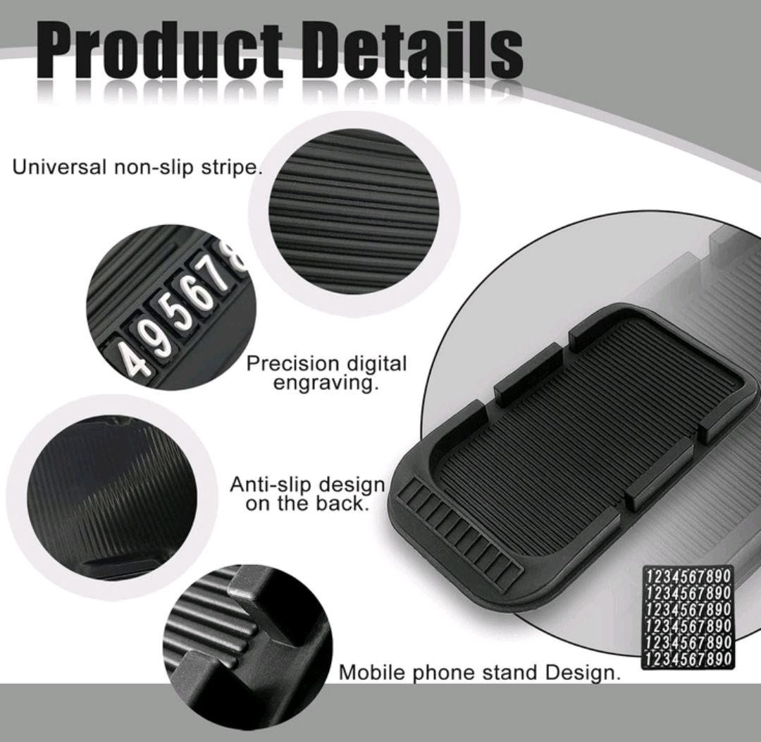 Picture of Upgrade Your Car Interior with a Premium Non-Slip Dashboard Mobile Pad with Parking Number