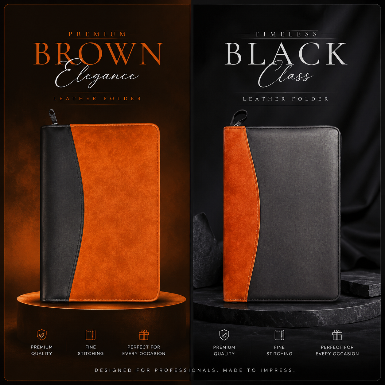 Picture of Premium PU Leather Document Folder | A4 Zipper File Organizer | Business Portfolio | Office & Meeting Folder