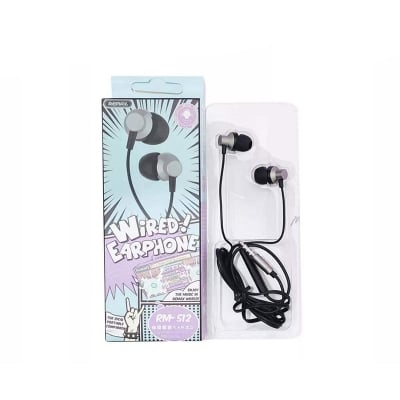 Picture of Remax RM-512 wired In Ear Headphones Stereo with Mic, 3.5mm-Black