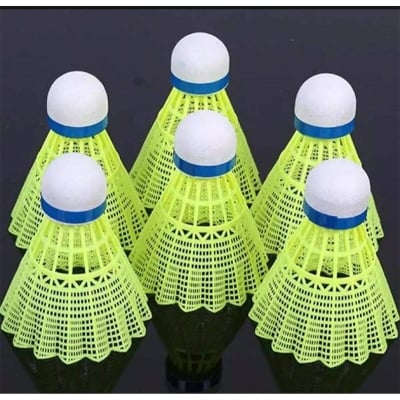 Picture of Golden Wing Superior Grade Badminton Nylon Shuttle Cock Racket Feathers 6 pcs-White
