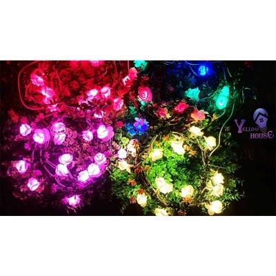 Picture of 18 LEDs Leaf Rose Flower Fairy Light - Room Decoration Light-Green Color-Green