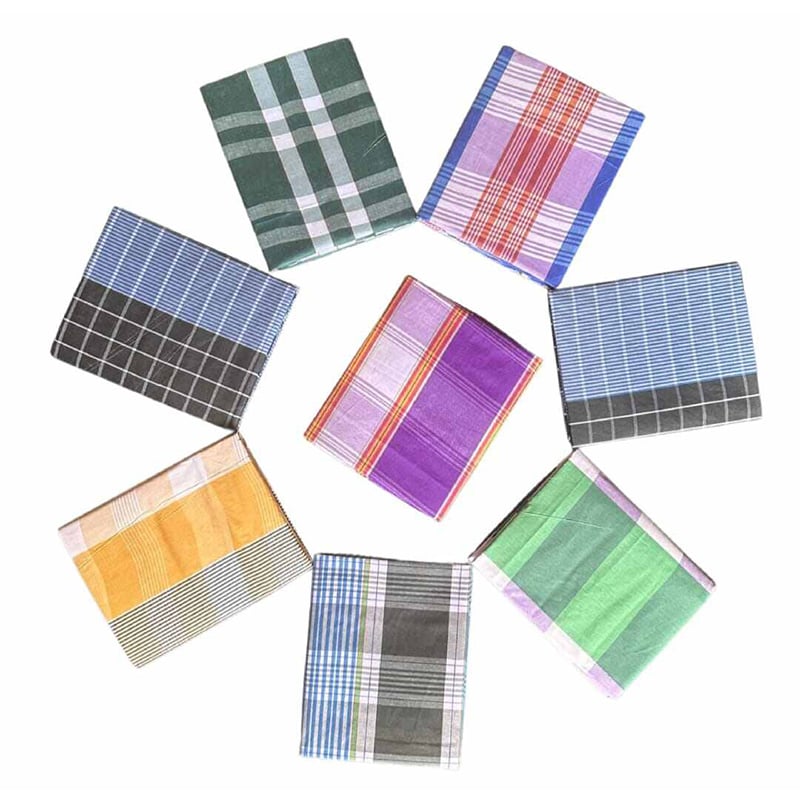Picture of LUNGI FOR MEN - MULTI COLOR CHECK DESIGN LUNGI - COTTON & POLYESTER YARN MIXED FABRIC LUNGI - STITCHED LUNGI (5 HAND)- Inventive Choice