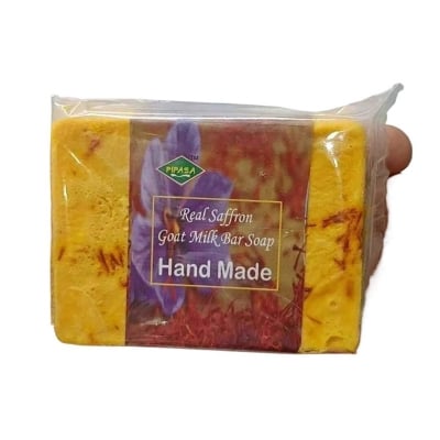Picture of Pipasa RealSaffron Goat Milk Handmade Soap-90 gm- Regular (Unpacked/Raw/hand cut)