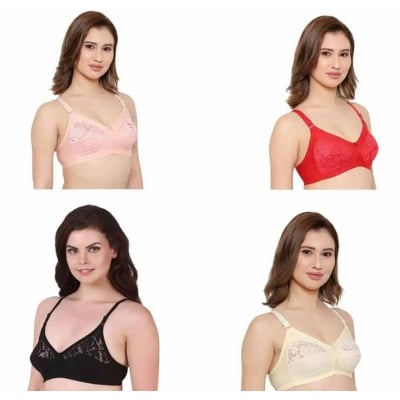 Picture of 4 Pieces of Premium Quality Half Net Bra for Women & Girls - Elevate comfort and style effortlessly