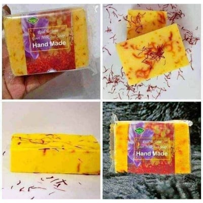 Picture of Pipasa Real Saffron Goat Milk Handmade Soap 90 gm- Regular (Unpacked/Raw/hand cut)-Yellow