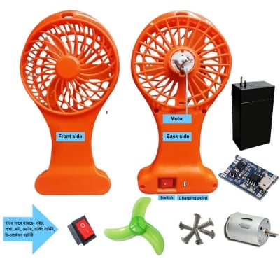Picture of Mini Hand Table Charger Fan Stand Plastic body with-4V to 12V DC Motor-Multicolor