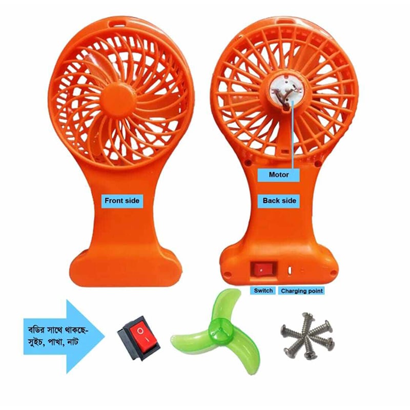Picture of Mini Hand Table Charger Fan Stand Plastic body with-4V to 12V DC Motor-Multicolor