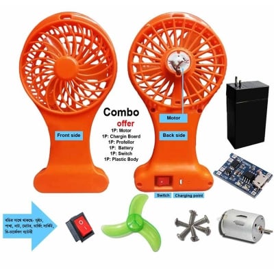 Picture of Mini Hand Table Charger Fan Stand Plastic body with-4V to 12V DC Motor-Multicolor