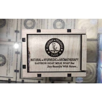 Picture of Real Saffron Goat Milk Premium Soap Bar Wooden Box Original