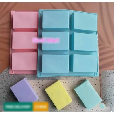 Picture of Silicone soap mold 6 even rectangular for suffron Handmade soap-Multicolor
