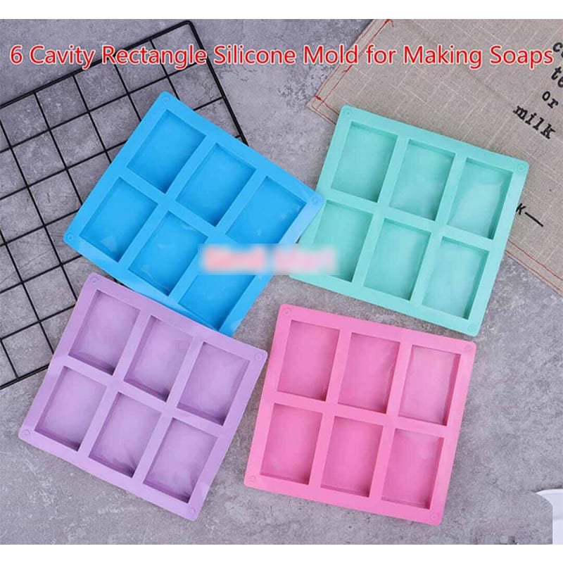 Picture of Silicone soap mold 6 even rectangular for suffron Handmade soap-Multicolor