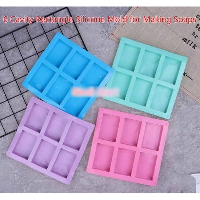 Picture of Silicone soap mold 6 even rectangular for suffron Handmade soap-Multicolor