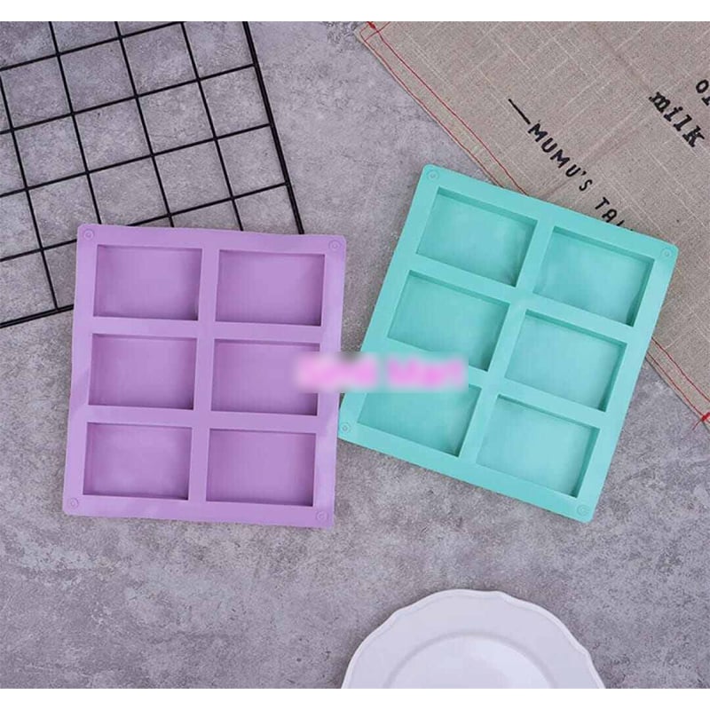 Picture of Silicone soap mold 6 even rectangular for suffron Handmade soap-Multicolor