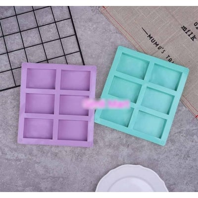 Picture of Silicone soap mold 6 even rectangular for suffron Handmade soap-Multicolor