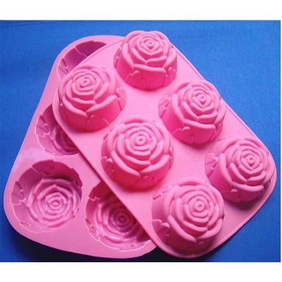 Picture of Rose Shape Silicone soap mold 6 DIY's-Multicolor