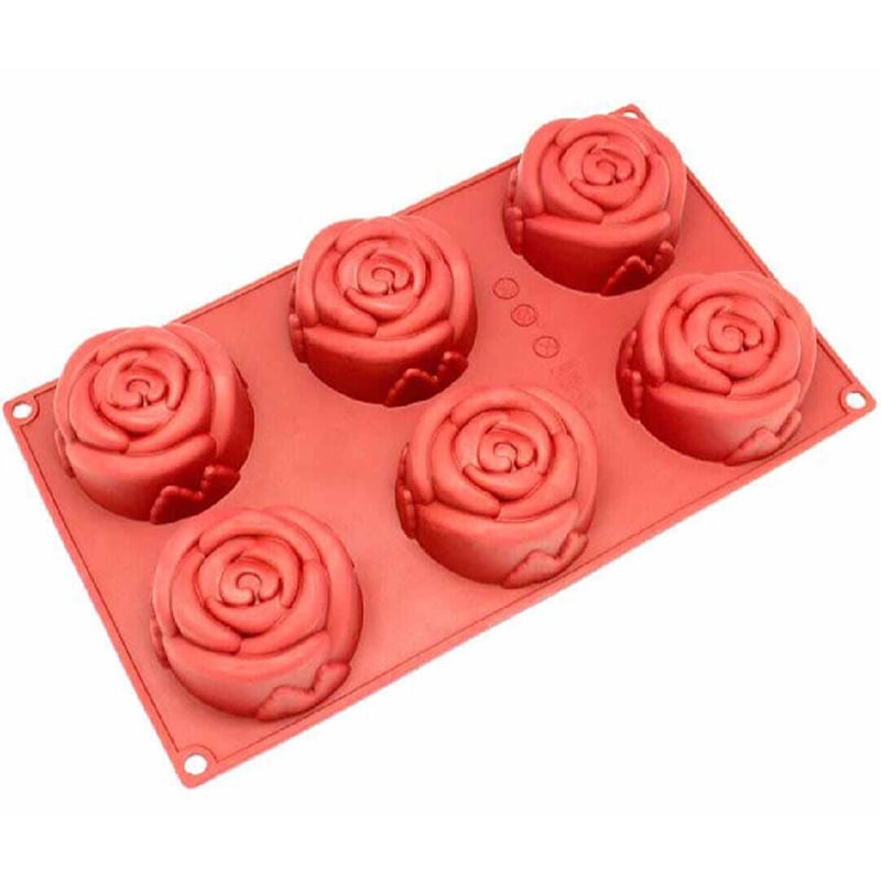 Picture of Rose Shape Silicone soap mold 6 DIY's-Multicolor