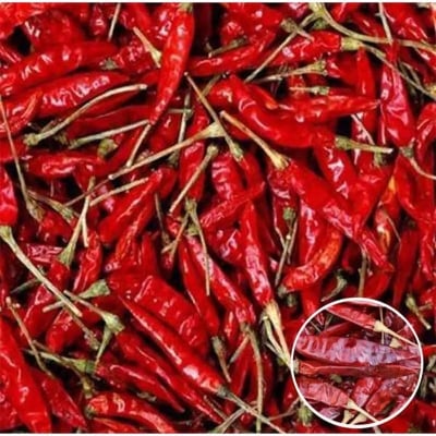 Picture of Dried Chillies-Indian Bizly morich (Shukna Morich)/Lal Shukna Morich/Red Stick Chilly - 1kg
