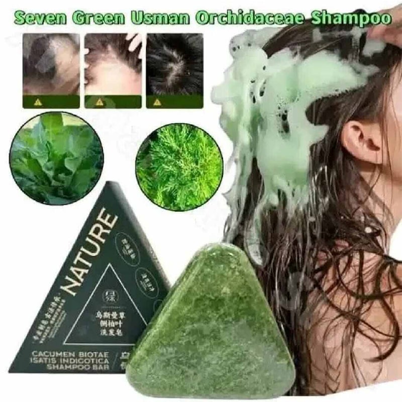 Picture of Original Seven Green NATURE STRENGTH RECOVERY SHAMPOO BAR 80 gm For Anti Hair loss and Strong Hair-Green
