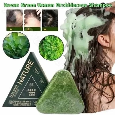 Picture of Original Seven Green NATURE STRENGTH RECOVERY SHAMPOO BAR 80 gm For Anti Hair loss and Strong Hair-Green
