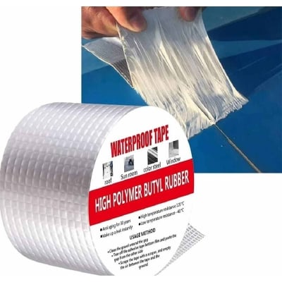 Picture of Strong Anti Leakage Waterproof Tape 10M Aluminum Foil Patch Tape Crack Adhesive Repair Seal Sealant Butyl Sealing Tape Stop Leak-Silver