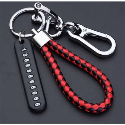 Picture of Anti-Lost Car Key Pendant Split Rings Keychain Phone Number Card Keyring Auto Vehicle Key Chain Car Accessories