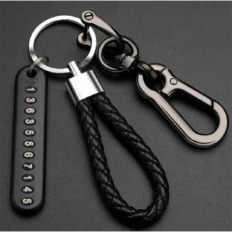 Picture of Anti-Lost Car Key Pendant Split Rings Keychain Phone Number Card Keyring Auto Vehicle Key Chain Car Accessories