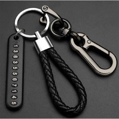 Picture of Anti-Lost Car Key Pendant Split Rings Keychain Phone Number Card Keyring Auto Vehicle Key Chain Car Accessories