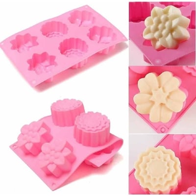 Picture of 6 Flowers Silicone Muffin Cups Cake Baking Mould Handmade Soap Mold 280 X 170Mm - Cake Decoration Tools-Multicolor