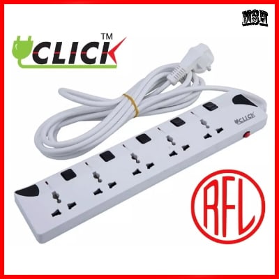 Picture of Power Up with a 5-Port Multi Plug (RFL Click) - Loading Of Switch 1500W , Cable Length 5 Meter, A Unique Choice For Home and Office Charging - White