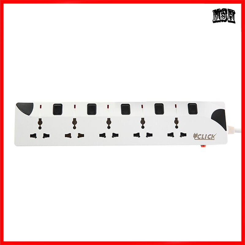 Picture of Power Up with a 5-Port Multi Plug (RFL Click) - Loading Of Switch 1500W , Cable Length 5 Meter, A Unique Choice For Home and Office Charging - White