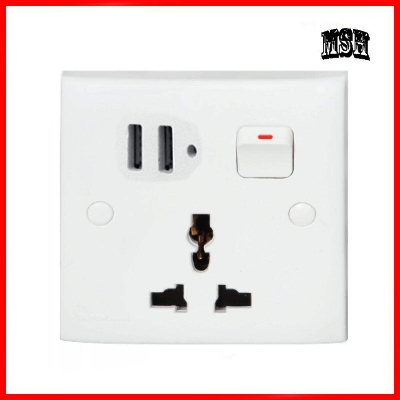 Picture of Super Star Universal Socket With Two USB Port - White