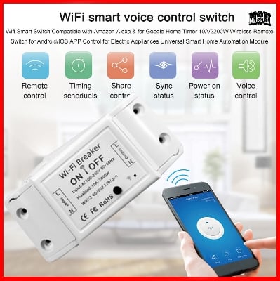 Picture of WiFi Smart Switch RF Remote Control By Mobile Phone Touch And Voice Command - White