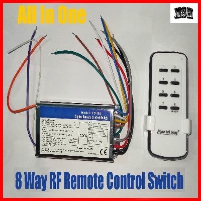 Picture of 8 Way RF Remote Control Switch All In One - White