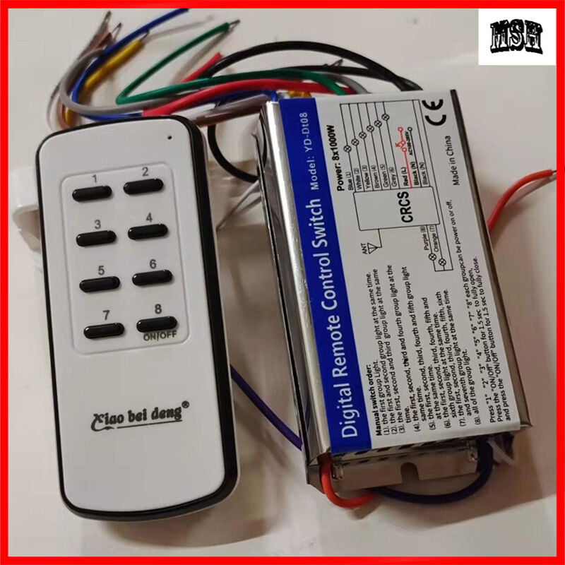 Picture of 8 Way RF Remote Control Switch All In One - White