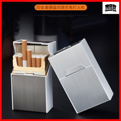 Picture of Modern Aluminum Rechargeable USB Lighter With Chigarette Box