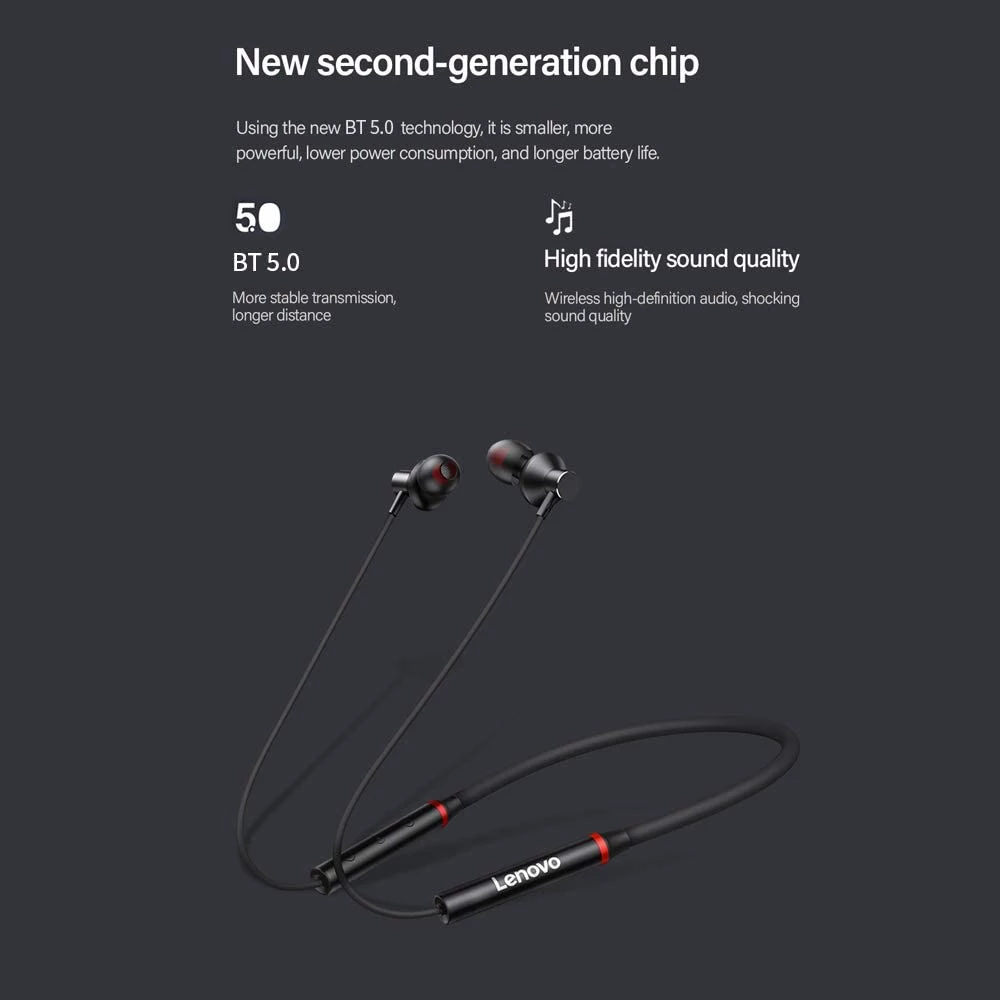 Picture of Lenovo HE05X Wireless Bluetooth Neckband - Black