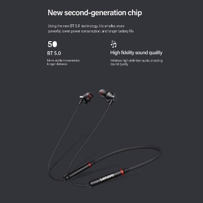 Picture of Lenovo HE05X Wireless Bluetooth Neckband - Black