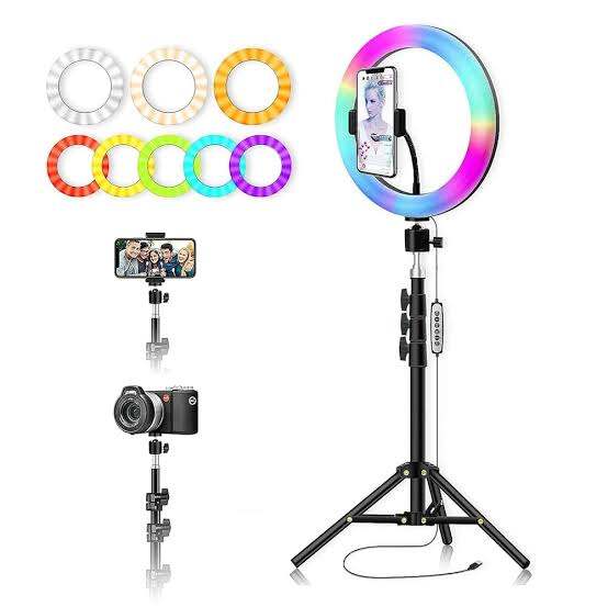Picture of 10-inch RGB LED Soft Ring Light with Tripod – Ideal for Photography, Makeup, YouTube Videos & Selfies - Black