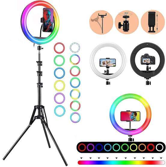 Picture of 10-inch RGB LED Soft Ring Light with Tripod – Ideal for Photography, Makeup, YouTube Videos & Selfies - Black
