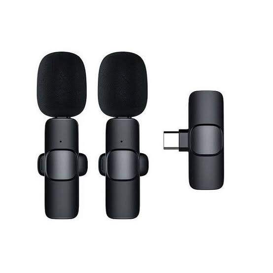 Picture of K9 Wireless Dual Microphone Professional Lapel Lavalier Microphone Remove Noise For Type - C - Black