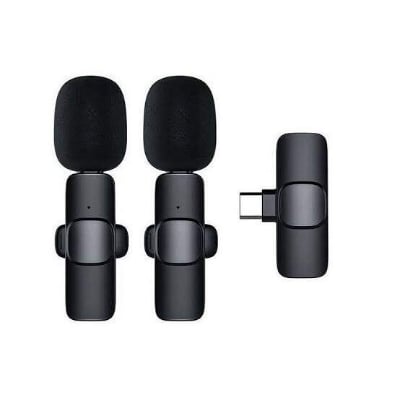Picture of K9 Wireless Dual Microphone Professional Lapel Lavalier Microphone Remove Noise For Type - C - Black