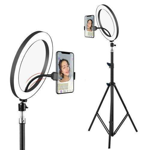 Picture of 10 Inch Selfie Ring Light With Tripod Stand & Cell Phone Holder For Live Stream / Makeup - Ring Light - Black