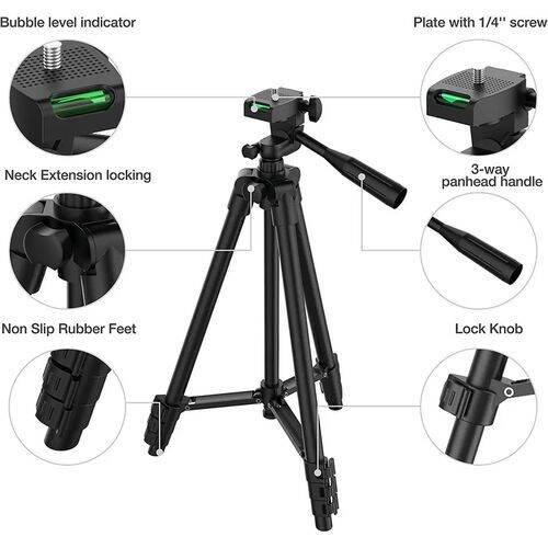 Picture of Tripod Camera Stand Mobile Stand For Tik Tok - 3120 - Sturdy and Adjustable Mobile Stand for Capturing Perfect Shots - Black