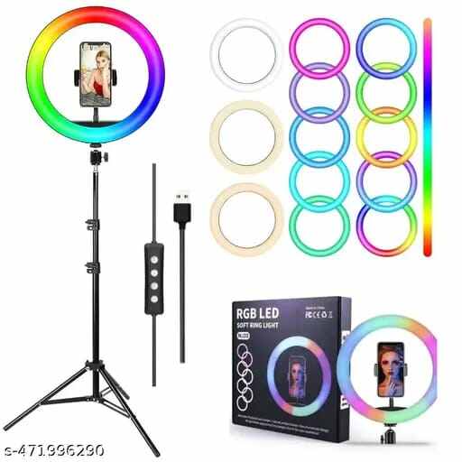 Picture of 12-inch RGB LED Soft Ring Light with Tripod – Perfect for Photography, Makeup, YouTube, and Selfies - Black