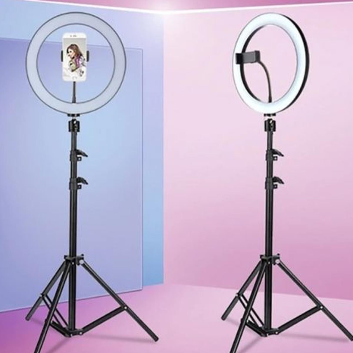Picture of 12 Inch Selfie Ring Light With Tripod Stand & Cell Phone Holder For Live Stream / Makeup - Ring Light - Black