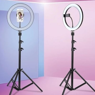 Picture of 12 Inch Selfie Ring Light With Tripod Stand & Cell Phone Holder For Live Stream / Makeup - Ring Light - Black