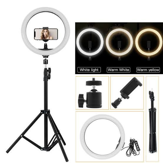Picture of 12 Inch Selfie Ring Light With Tripod Stand & Cell Phone Holder For Live Stream / Makeup - Ring Light - Black