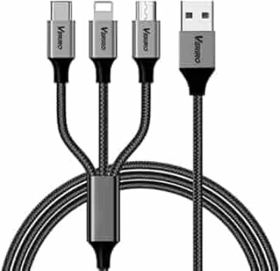 Picture of USB Charger Cable 3 In 1 Fast Charging USB Charger Cable / Fast Charging Data Transfer/Compatible with Micro USB, USB-C/Type-C Devices - Multicolor